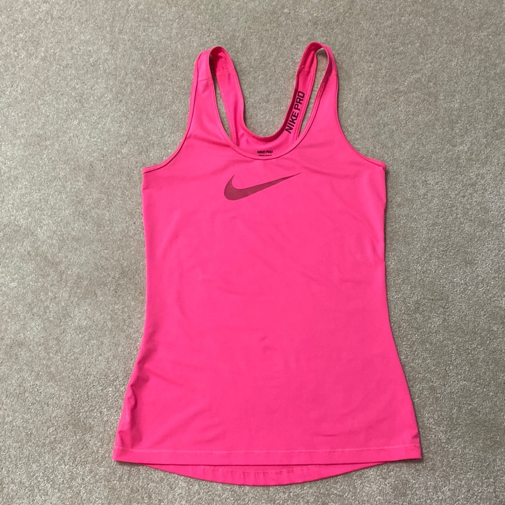 Pink Nike pro small racer back tank top